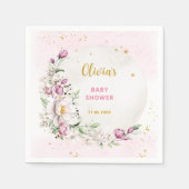 Floral Moon roze Baby shower Servet (Voorkant)