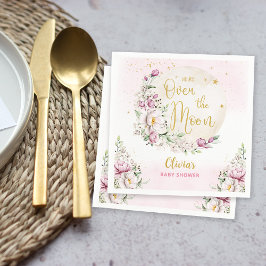 Floral Moon roze Baby shower Servet