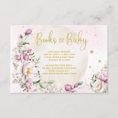 Floral Moon Roze Boeken voor Baby Informatiekaartje (Voorkant)