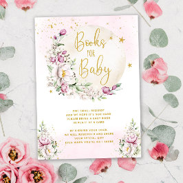Floral Moon Roze Boeken voor Baby Informatiekaartje