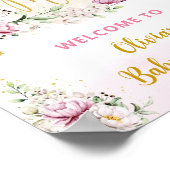 Floral Moon Roze Welkomstbord Poster (Hoek)