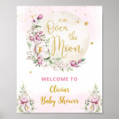 Floral Moon Roze Welkomstbord Poster (Voorkant)