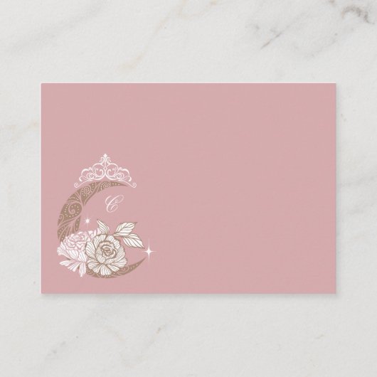 Floral Moon Star Quinceañera QR Code Gift Registry Informatiekaartje (Achterkant)