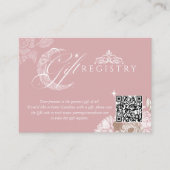 Floral Moon Star Quinceañera QR Code Gift Registry Informatiekaartje (Voorkant)