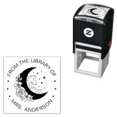 Floral Moon Waves Boek Bibliotheek Leraar Zelfinktende Stempel (In situ)