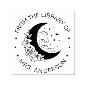 Floral Moon Waves Boek Bibliotheek Leraar Zelfinktende Stempel (Design)