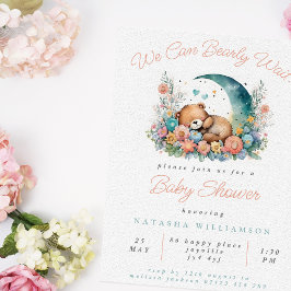 Floral Moon we kunnen Baby shower afwachten Kaart