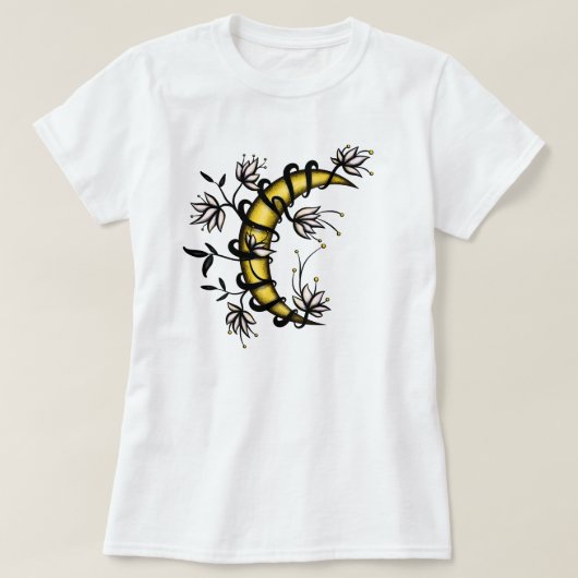 Floral Moon Witchy Pagan T-shirt (Design voorkant)