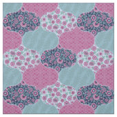 Floral Moroccan Pattern Blauwgroen en frambozen Stof (Swatch)