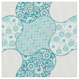 Floral Moroccan Pattern Shades of Blauwgroen Stof