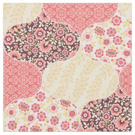 Floral Moroccan Pattern Yellow en Peach Stof (Close Up)