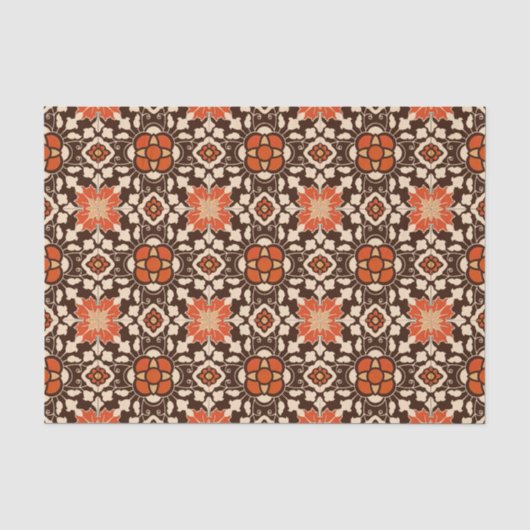 Floral Moroccan Tegel, Brown, Rust en Beige Tissuepapier (Voorkant)