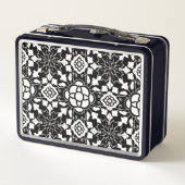 Floral Moroccan Tile, Black and White (Achterkant)