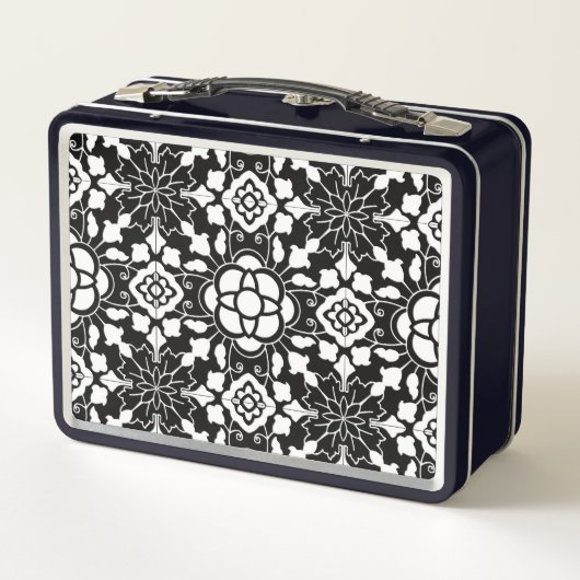 Floral Moroccan Tile, Black and White (Achterkant)