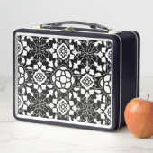 Floral Moroccan Tile, Black and White (In situ)