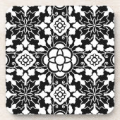 Floral Moroccan Tile, Black and White Bier Onderzetter (Voorkant)