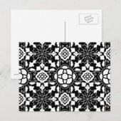 Floral Moroccan Tile, Black and White Briefkaart (Voorkant / Achterkant)