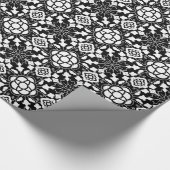 Floral Moroccan Tile, Black and White Cadeaupapier (Hoek)
