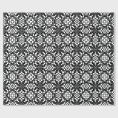 Floral Moroccan Tile, Black and White Cadeaupapier (Vlak)