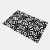 Floral Moroccan Tile, Black and White Deurmat (Schuin)