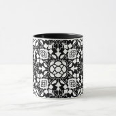 Floral Moroccan Tile, Black and White Mok (Midden)