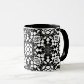 Floral Moroccan Tile, Black and White Mok (Voorkant rechts)
