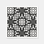 Floral Moroccan Tile, Black and White Servetten (Voorkant)