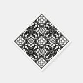 Floral Moroccan Tile, Black and White Servetten (Hoek)