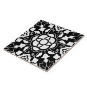 Floral Moroccan Tile, Black and White Tegeltje (Zijkant)
