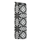 Floral Moroccan Tile, Black and White Thermosbeker (Geroteerd rechts)