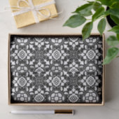 Floral Moroccan Tile, Black and White Tissuepapier (Geschenk)