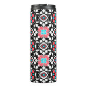 Floral Moroccan Tile, Black, White en Coral Pink Thermosbeker (Achterkant)