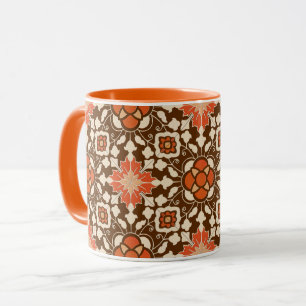 Floral Moroccan Tile, Brown, Rust and Beige Mok