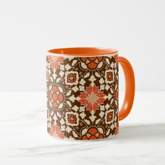 Floral Moroccan Tile, Brown, Rust and Beige Mok (Voorkant rechts)