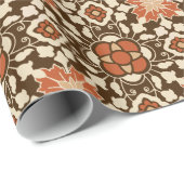 Floral Moroccan Tile, Brown, Rust en Beige Cadeaupapier (Rol Hoek)