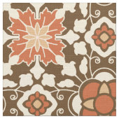 Floral Moroccan Tile, Brown, Rust en Beige Stof (Close Up)