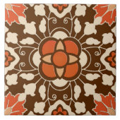 Floral Moroccan Tile, Brown, Rust en Beige Tegeltje (Voorkant)