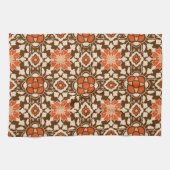 Floral Moroccan Tile, Brown, Rust en Beige Theedoek (Horizontaal)