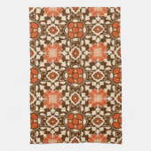 Floral Moroccan Tile, Brown, Rust en Beige Theedoek (Verticaal)
