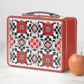 Floral Moroccan Tile, Deep Red, Black and White (In situ)