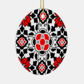 Floral Moroccan Tile, Deep Red, Black and White Keramisch Ornament (Rechts)