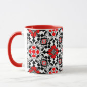 Floral Moroccan Tile, Deep Red, Black and White M Mok (Links)