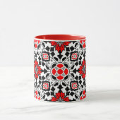 Floral Moroccan Tile, Deep Red, Black and White M Mok (Midden)