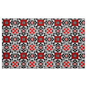 Floral Moroccan Tile, Deep Red, Black and White Stof (Fat Quarter)