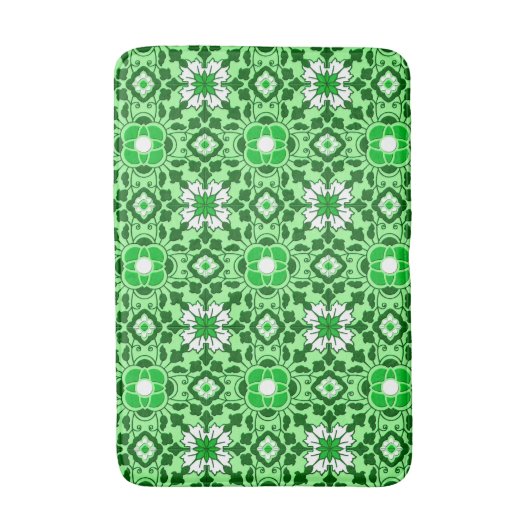 Floral Moroccan Tile, Emerald en Lime Green Badmat (Voorkant Verticaal)