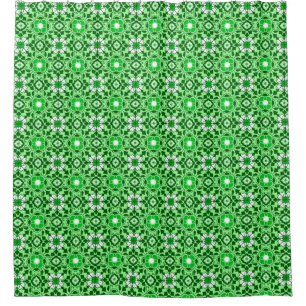 Floral Moroccan Tile, Emerald en Lime Green Douchegordijn