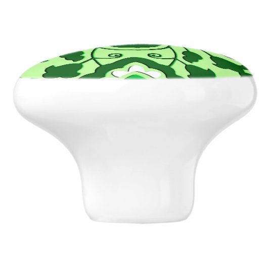 Floral Moroccan Tile, Emerald en Lime Green Keramische Knop (Zijkant)