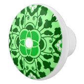 Floral Moroccan Tile, Emerald en Lime Green Keramische Knop (Rechts)