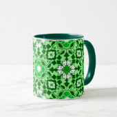 Floral Moroccan Tile, Emerald en Lime Green Mok (Voorkant rechts)