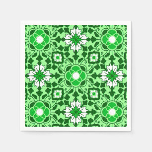 Floral Moroccan Tile, Emerald en Lime Green Servet